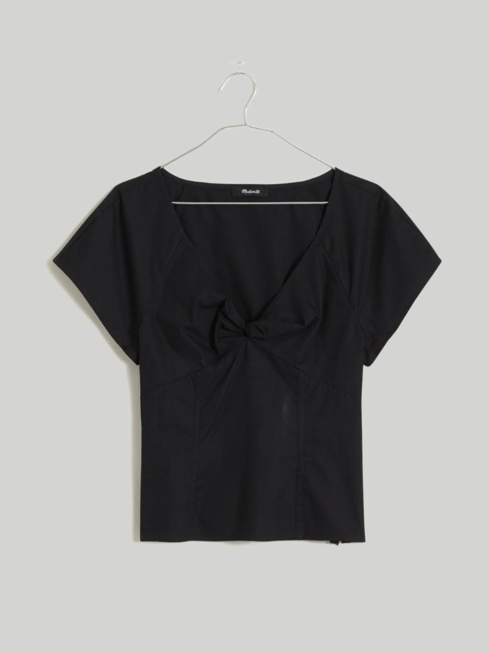 Madewell Black Twist-Front Short Sleeve Top